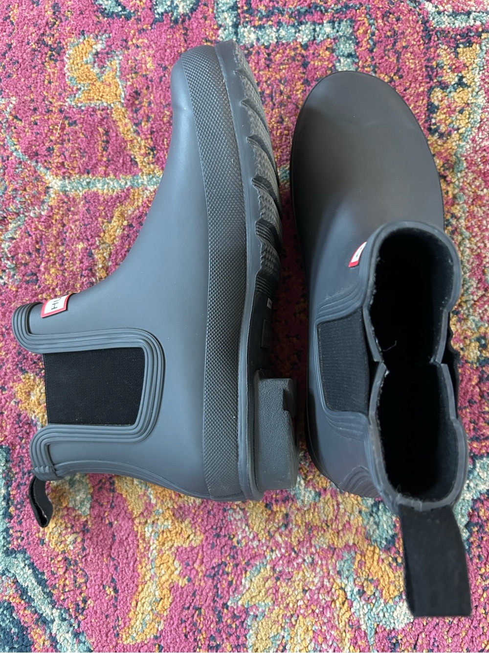 NWOT Hunter | Women’s Black Chelsea Ankle Length Rain Boot Pull Tab Size 9 - Picture 8 of 16